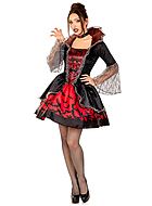 Female vampire, costume dress, velvet, bows, lace inlays, bats